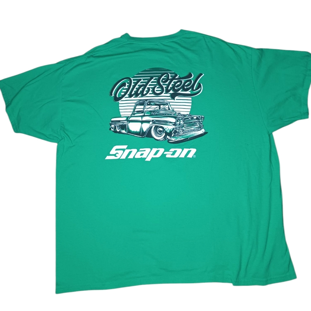Snap-On Green Short Sleeve Tee with Vintage Car Graphic